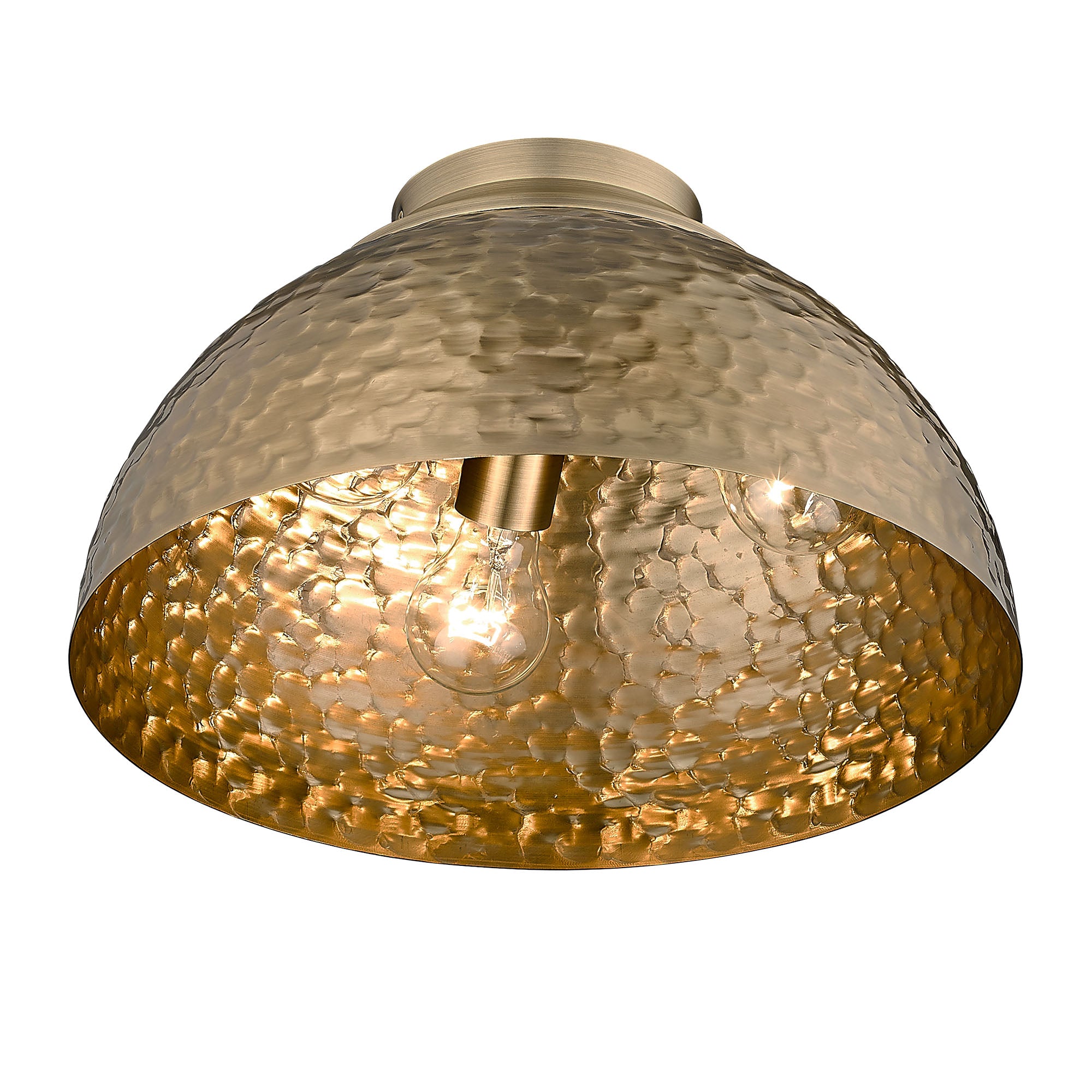 Golden Lighting Shepard 3-light Flush Mount in Modern Brass and Modern Brass shade - - Golden Lighting