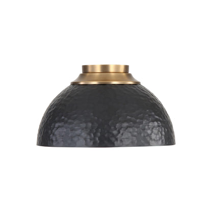 Shepard 3-Light Flush Mount in Modern Brass with Matte Black - - Golden Lighting