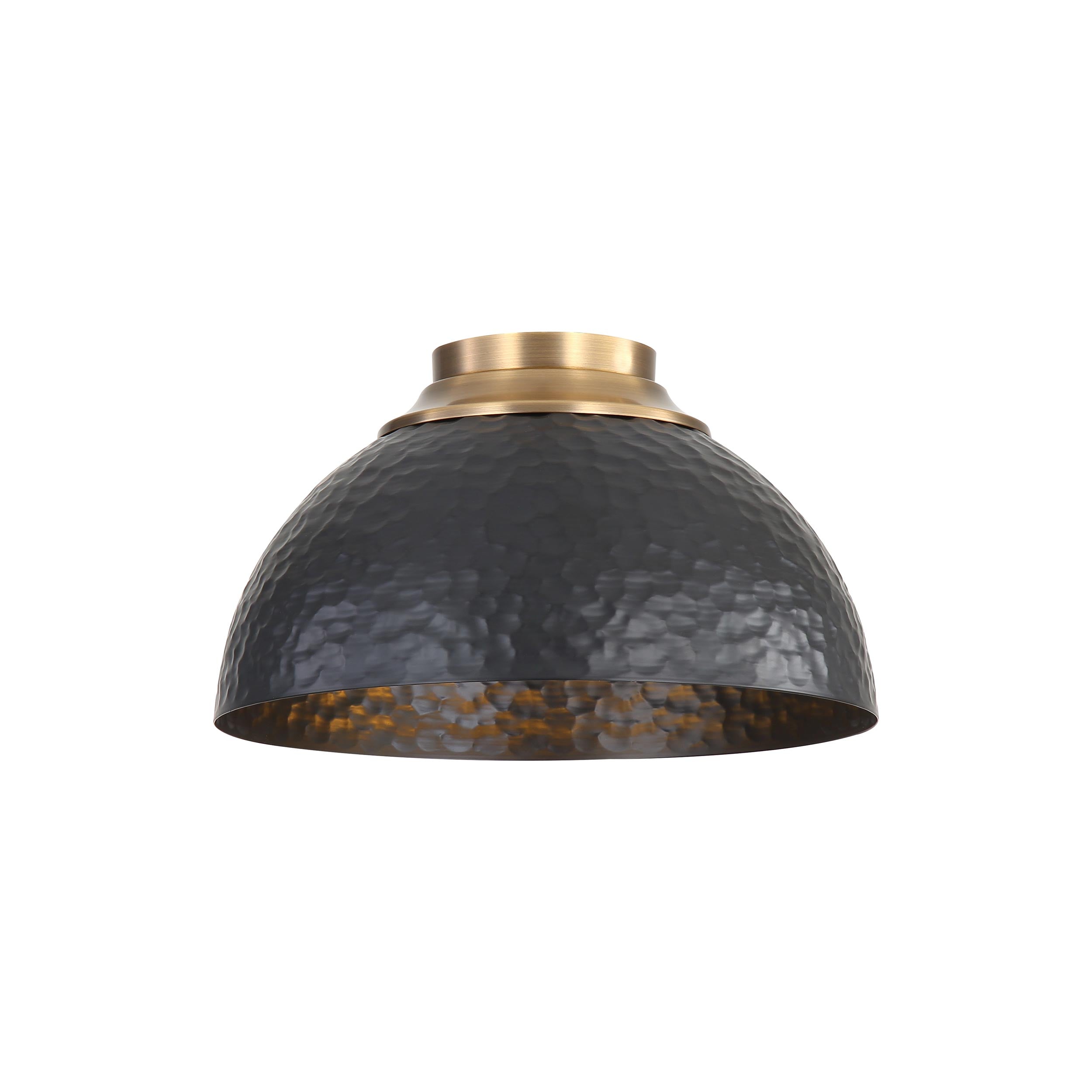 Shepard 3-Light Flush Mount in Modern Brass with Matte Black - Modern Brass / Matte Black / Black - Golden Lighting