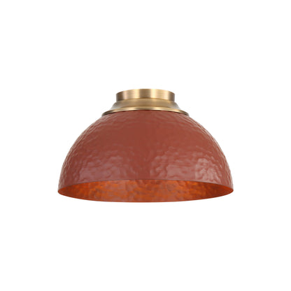 Shepard 3-Light Flush Mount in Modern Brass with Russet Clay - Modern Brass / Russet Clay / Brown - Golden Lighting