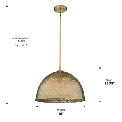 Golden Lighting Shepard 1-light Pendant in Modern Brass and Modern Brass shade - - Golden Lighting