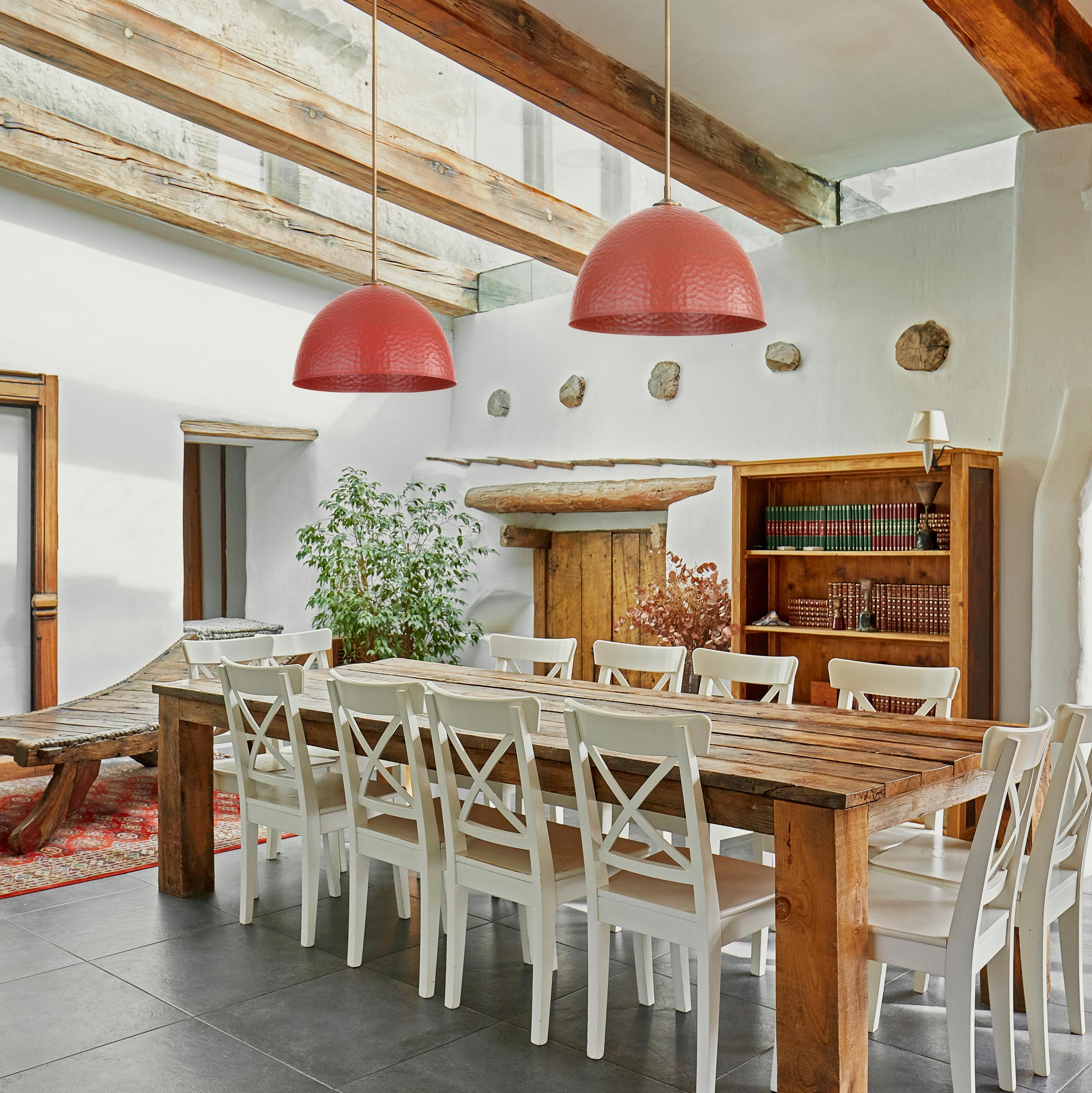 Golden Lighting Shepard 1-light Pendant in Modern Brass and Russet Clay shade