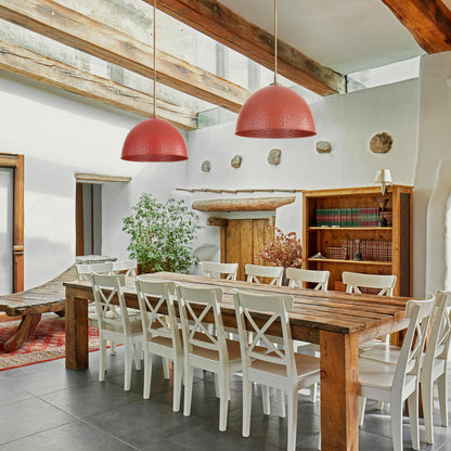 Golden Lighting Shepard 1-light Pendant in Modern Brass and Russet Clay shade