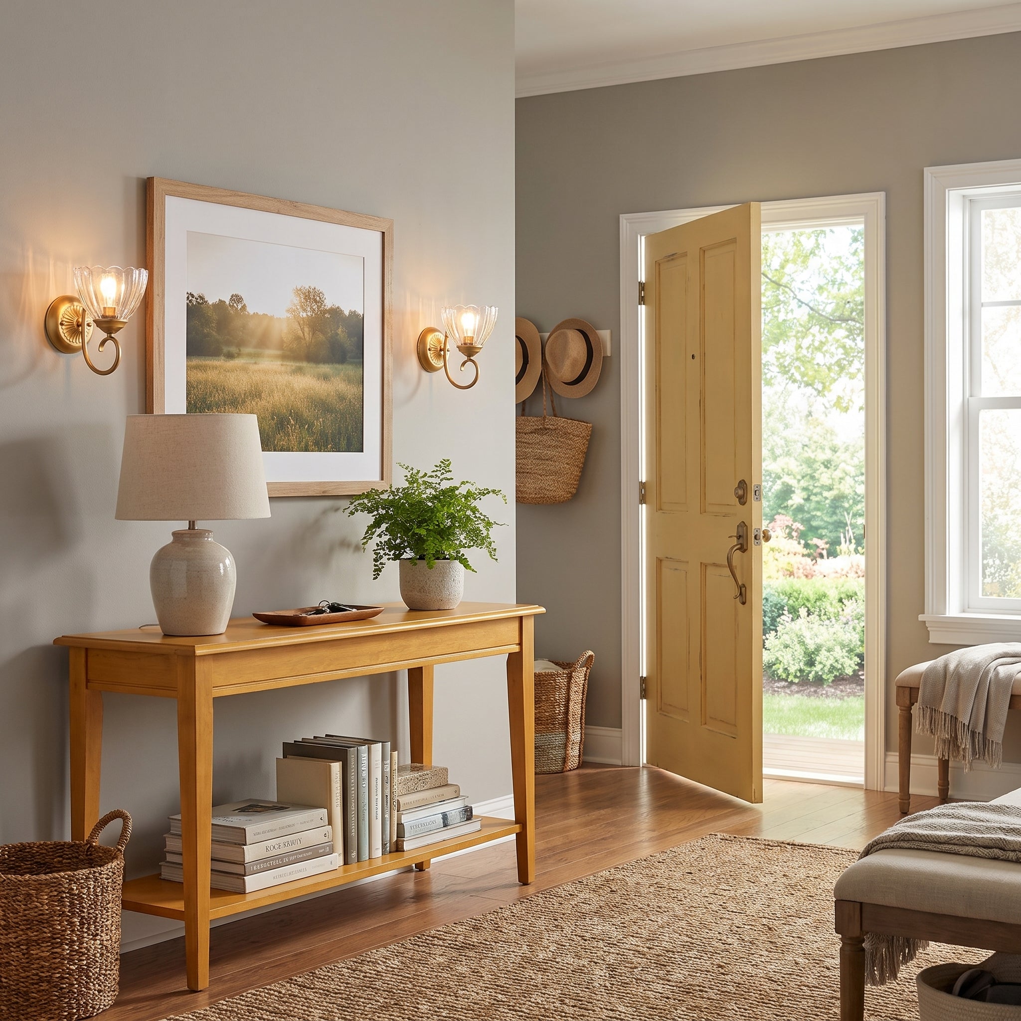 Entryway room scene with Audra 1-light wall sconces