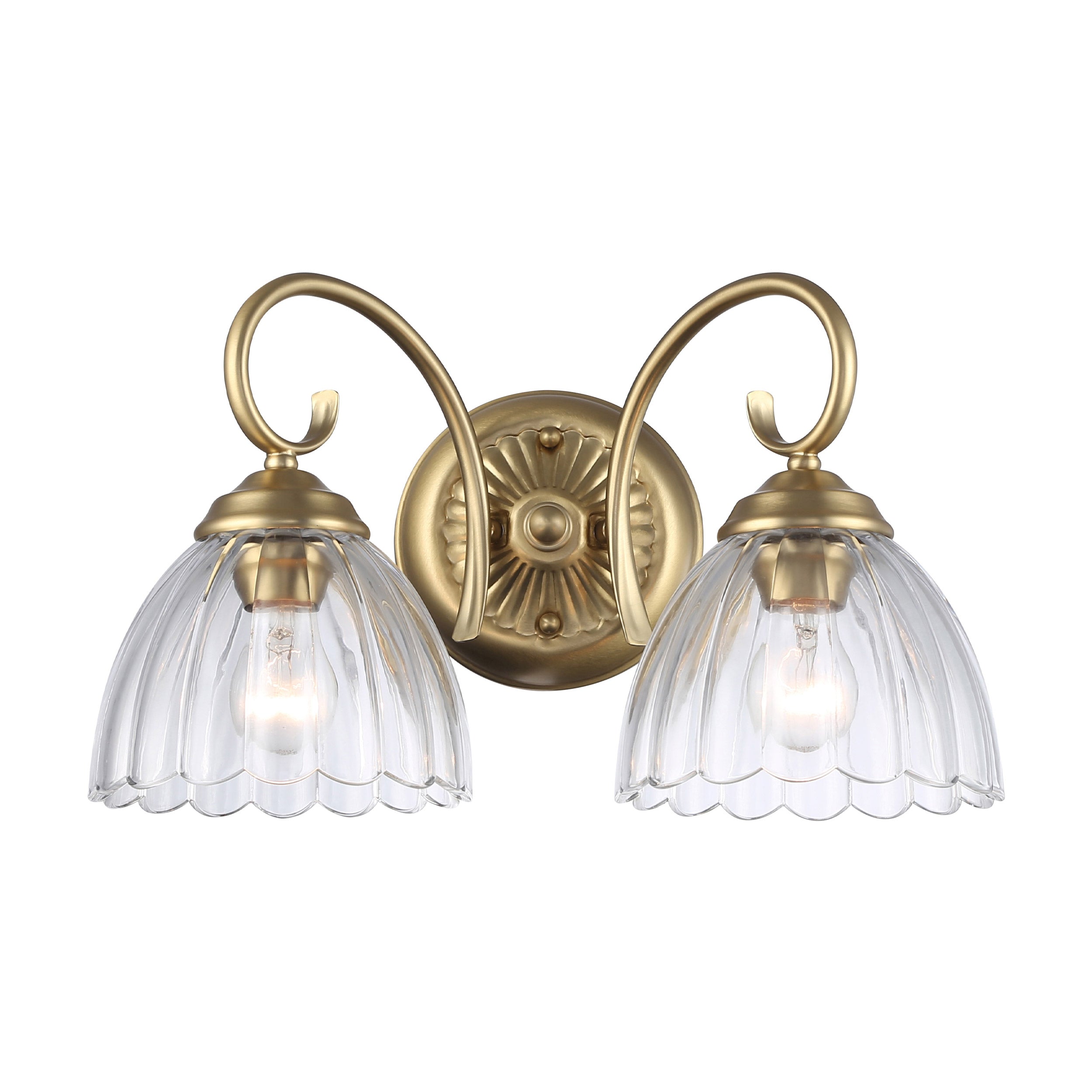 Audra 2-Light Vanity Light in Brushed Champagne Bronze with Clear Glass - Default Title - Golden Lighting