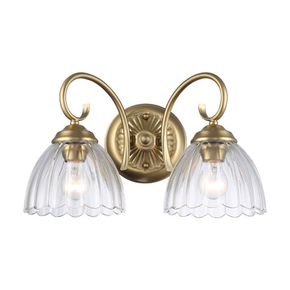 Audra 2-Light Vanity Light in Brushed Champagne Bronze with Clear Glass - Default Title - Golden Lighting
