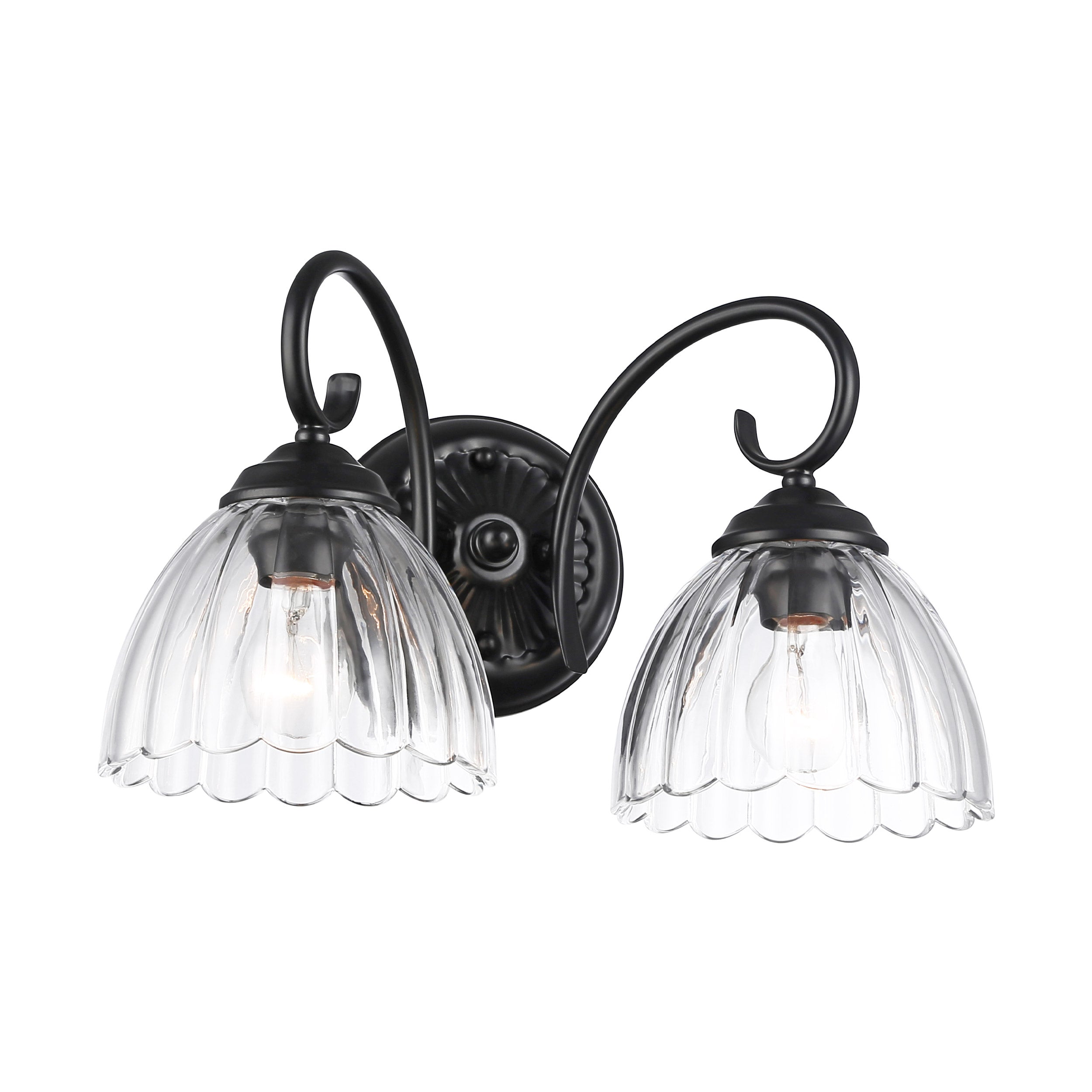 Audra 2-Light Vanity Light in Matte Black with Clear Glass - Default Title - Golden Lighting
