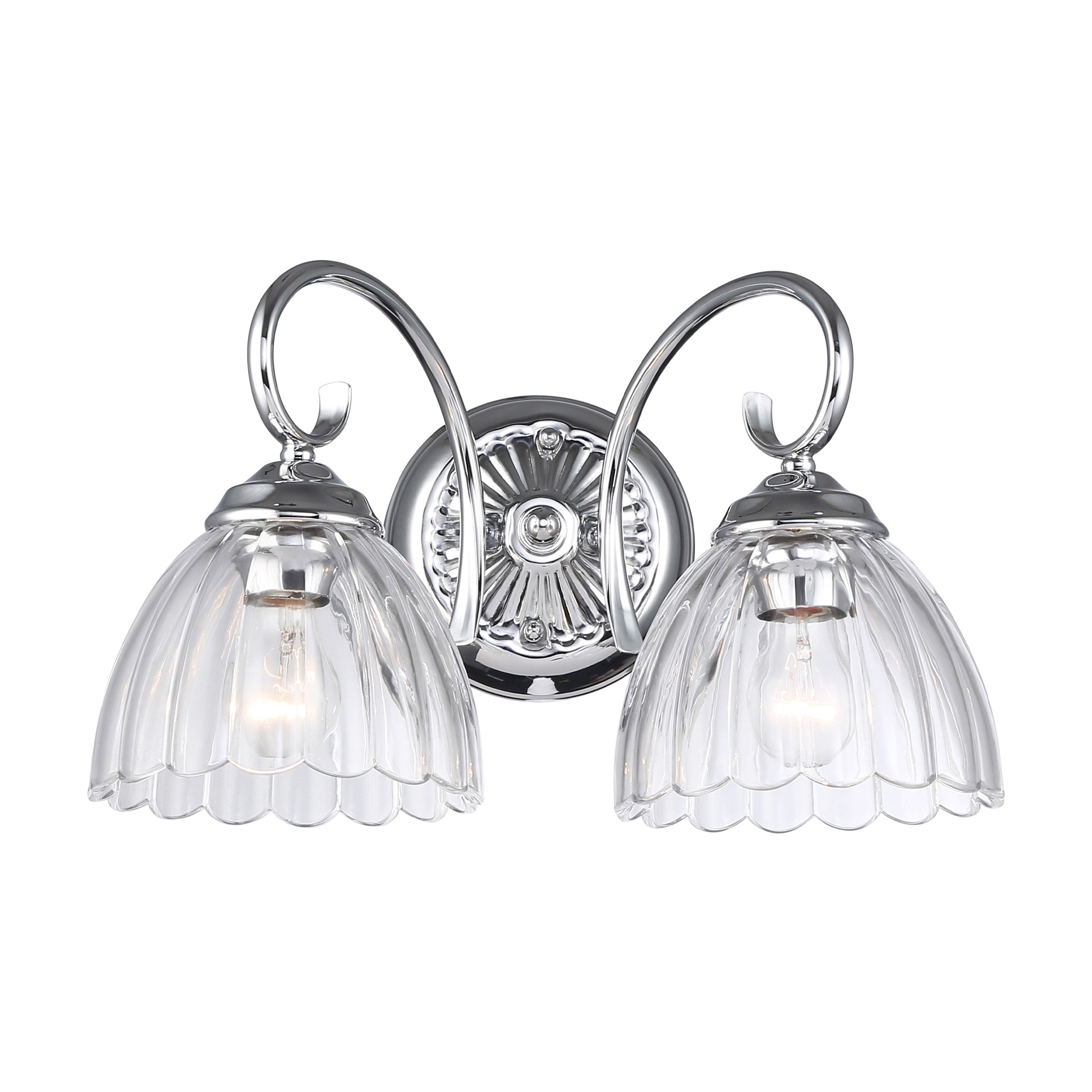 Audra 2-Light Vanity Light in Chrome with Clear Glass - Default Title - Golden Lighting