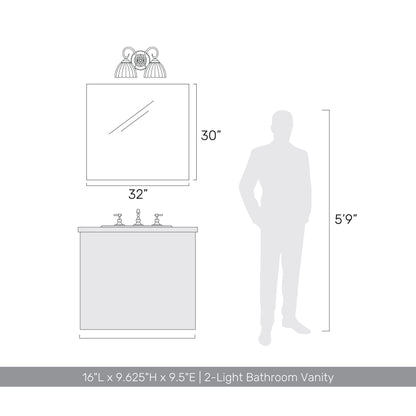 Golden Lighting Audra 2-light Vanity in Chrome - - Golden Lighting