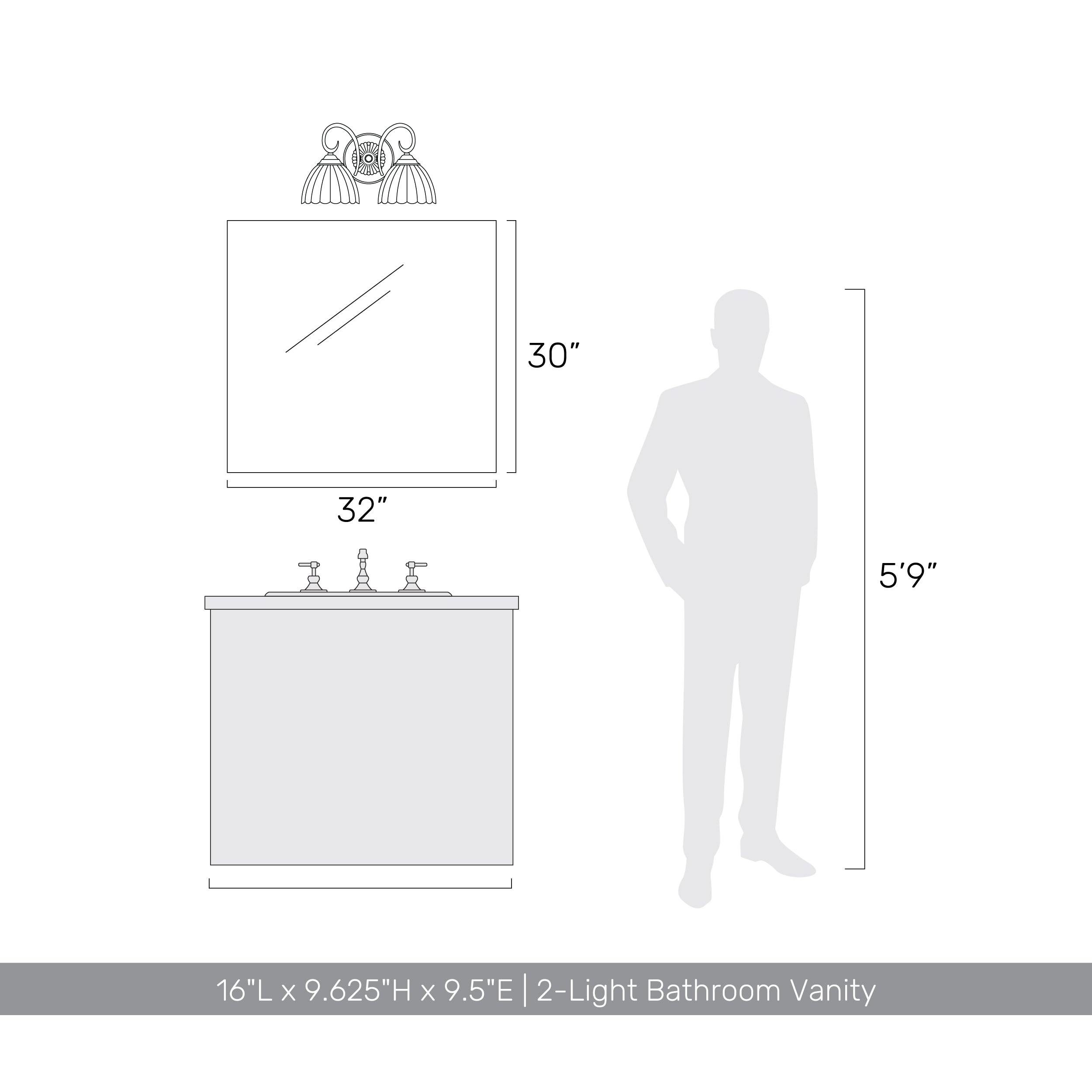 Golden Lighting Audra 2-light Vanity in Matte Black - - Golden Lighting