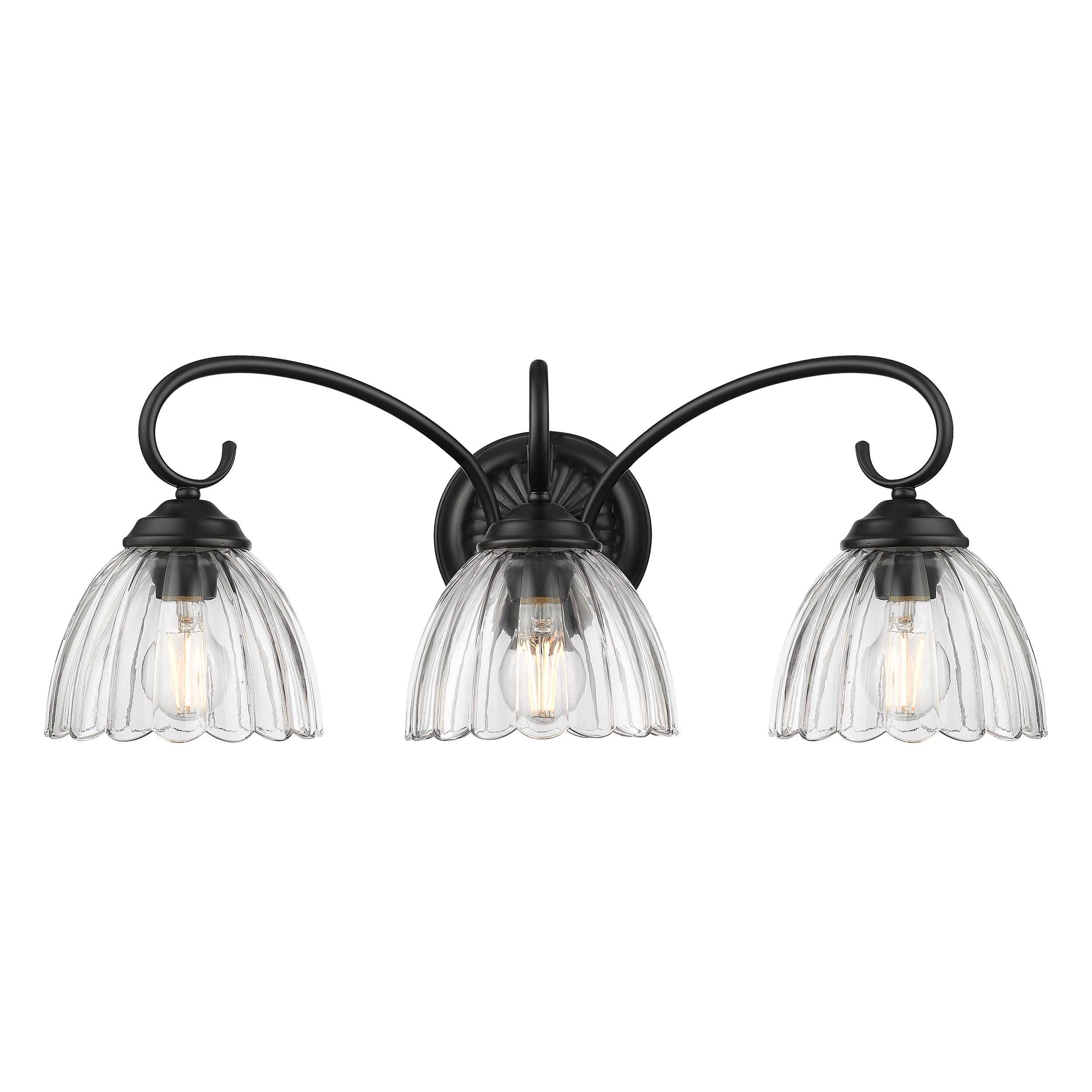 Audra 3-Light Vanity Light in Matte Black with Clear Glass - Default Title - Golden Lighting