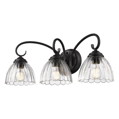 Golden Lighting Audra 3-light Vanity in Matte Black - - Golden Lighting