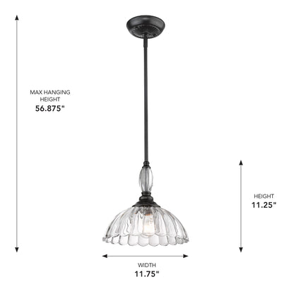 Golden Lighting Audra 1-light Pendant in Matte Black - - Golden Lighting