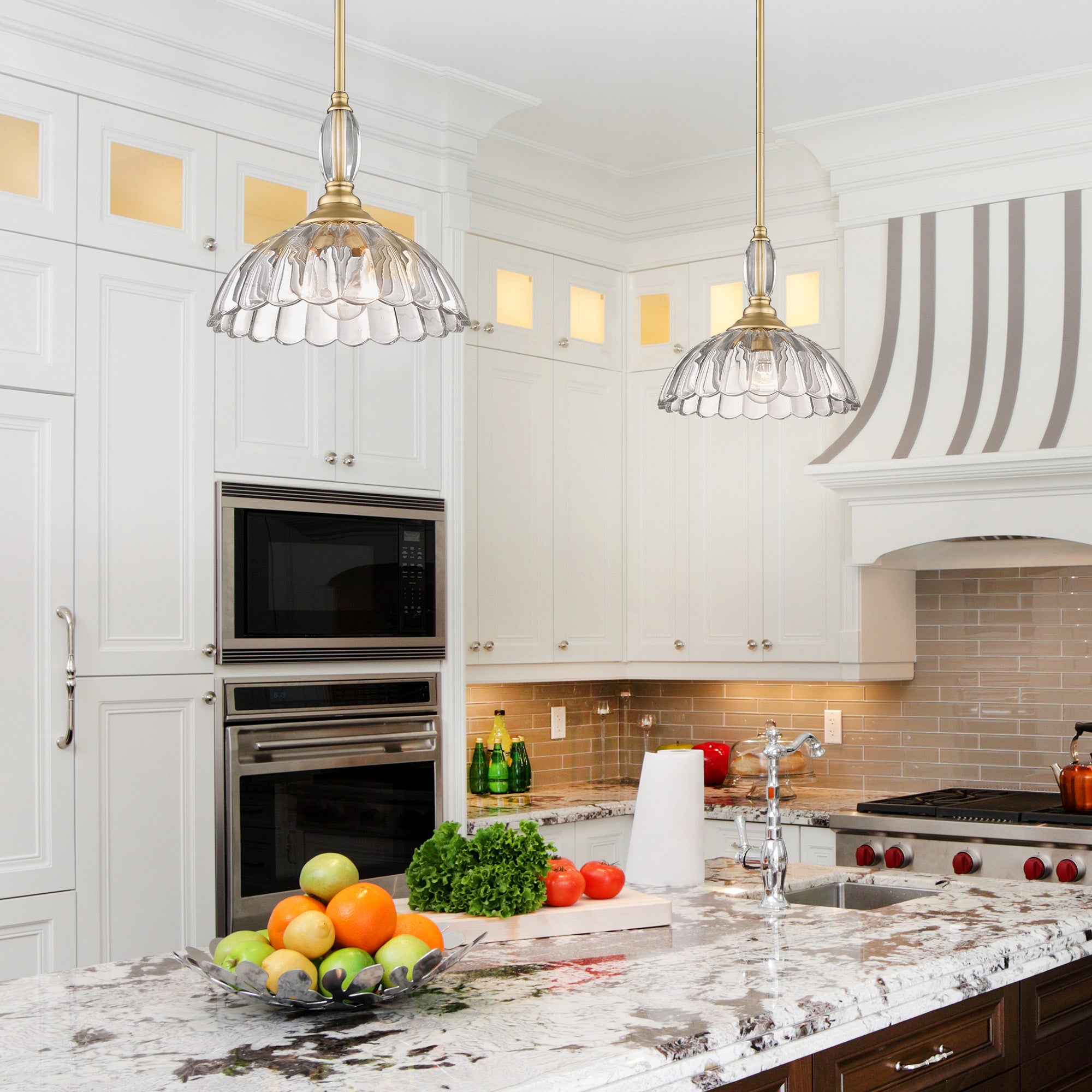 Audra BCB 1 Light Pendant in Brushed Champagne Bronze with Clear Glass Shade - Default Title - Golden Lighting
