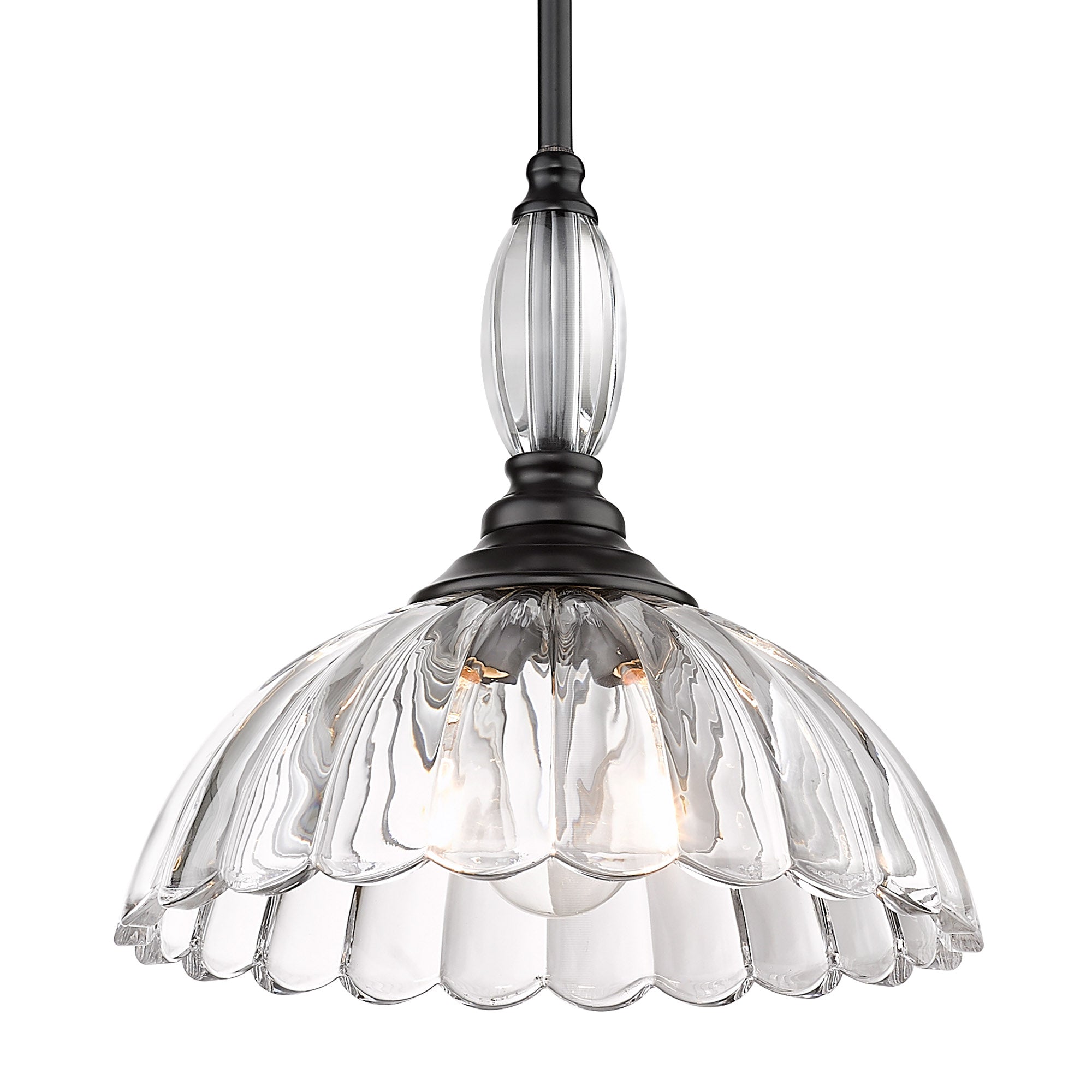 Audra 1 Light Pendant in Matte Black with Clear Glass Shade - - Golden Lighting