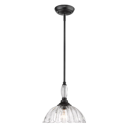 Audra 1 Light Pendant in Matte Black with Clear Glass Shade - Matte Black / Clear Glass / Clear - Golden Lighting