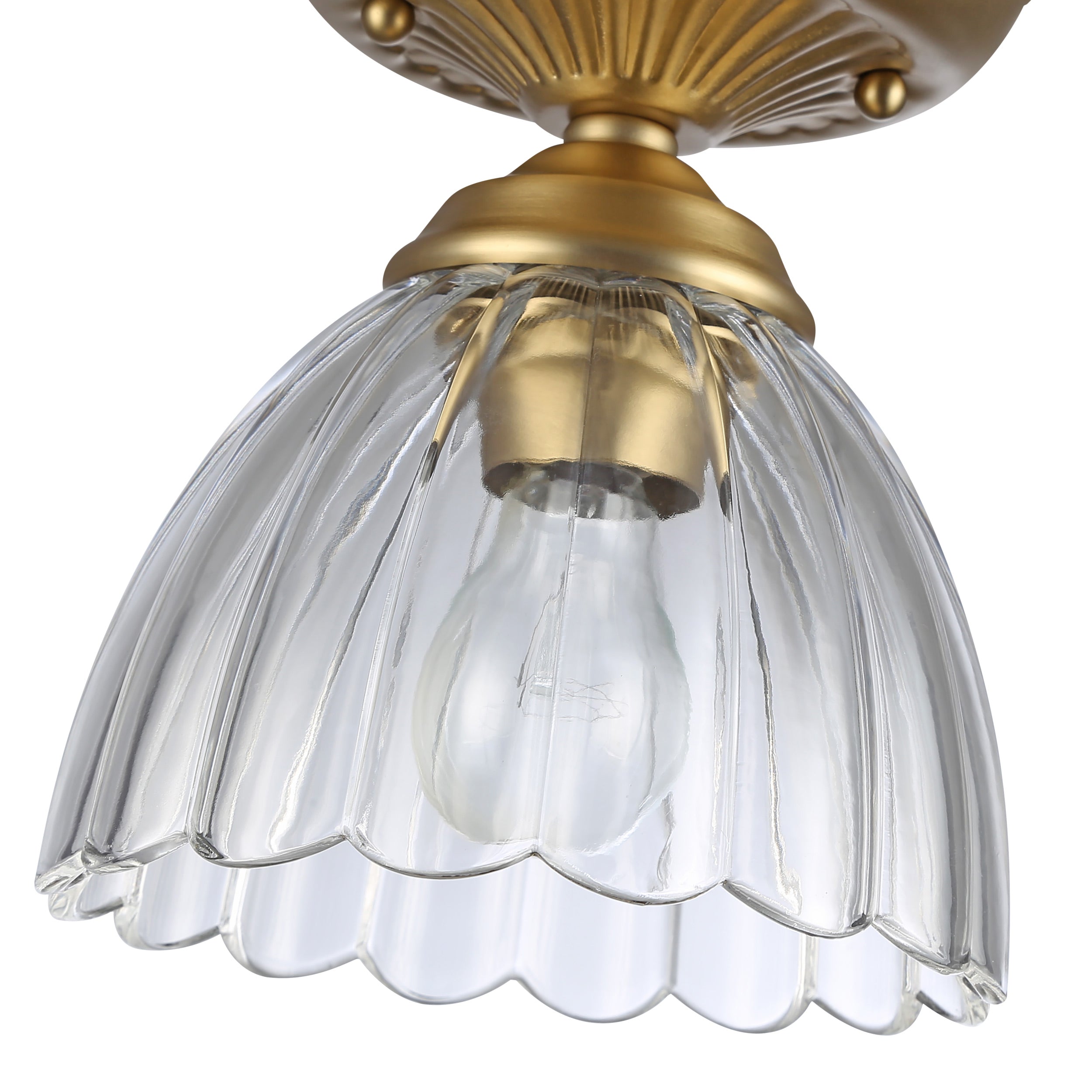 Audra 1-Light Semi-Flush in Brushed Champagne Bronze with Clear Glass - Default Title - Golden Lighting