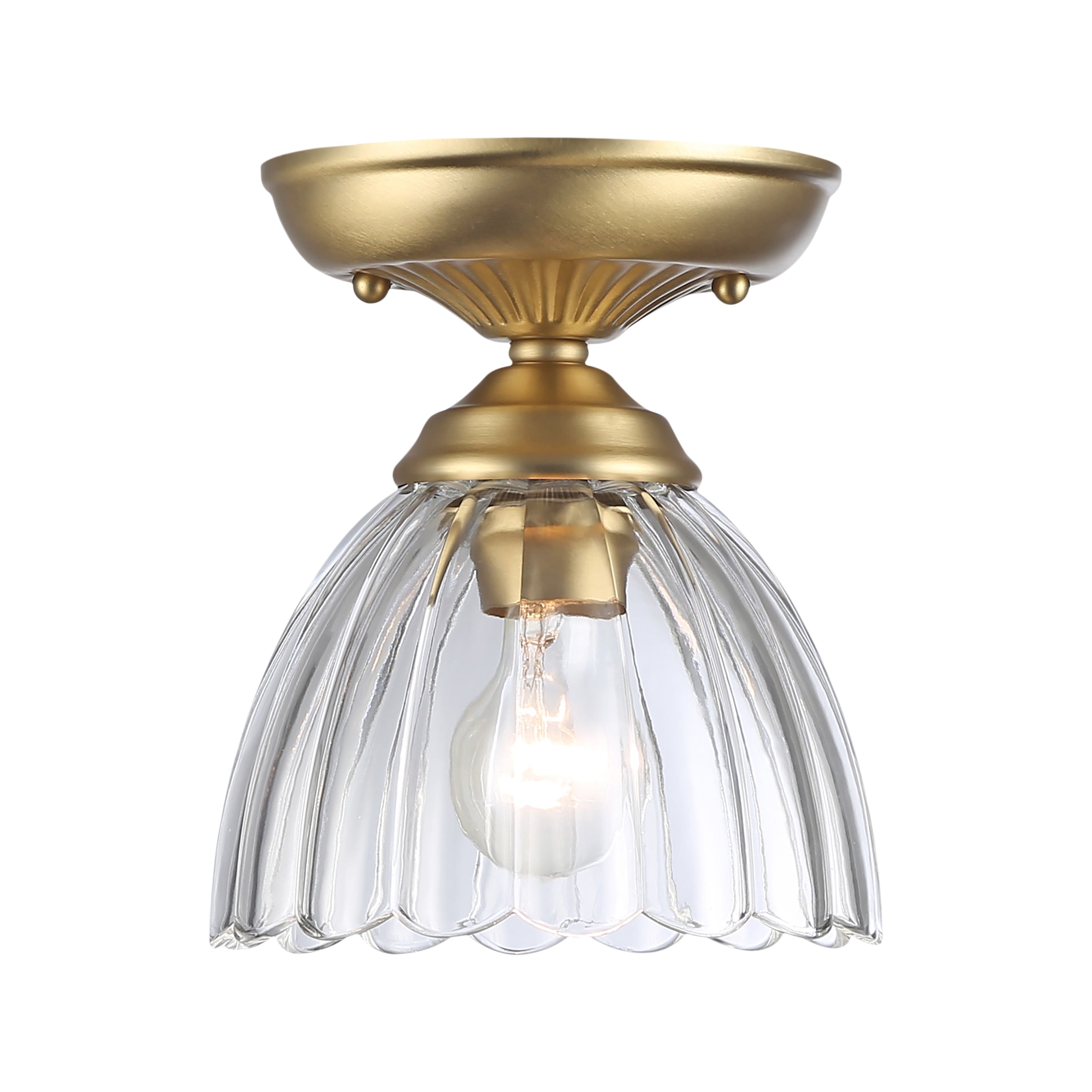 Audra 1-Light Semi-Flush in Brushed Champagne Bronze with Clear Glass - - Golden Lighting
