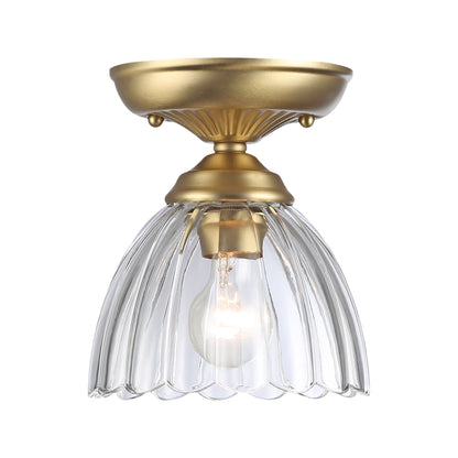 Audra 1-Light Semi-Flush in Brushed Champagne Bronze with Clear Glass - - Golden Lighting