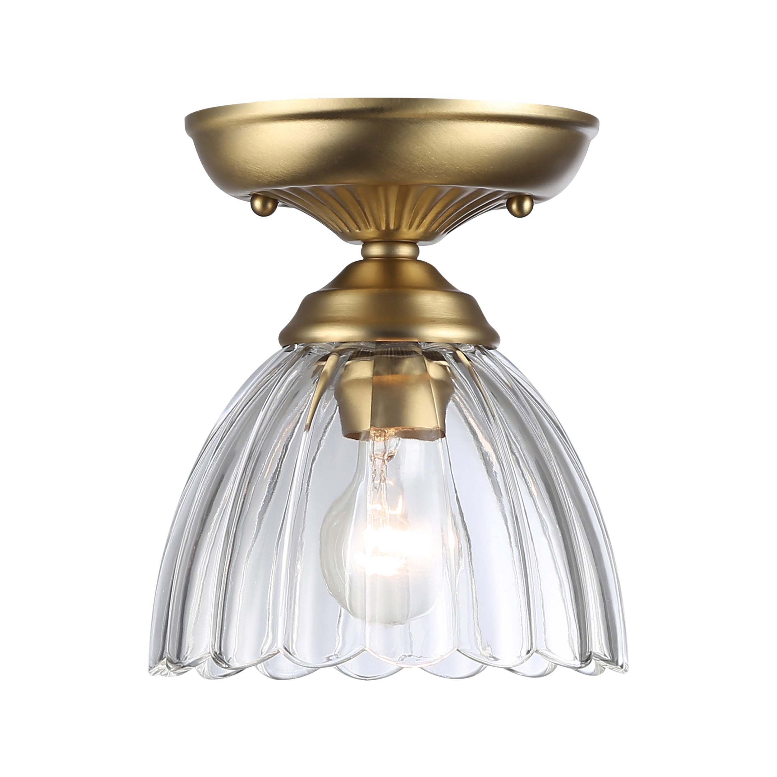 Golden Lighting Audra 1-light 7in Semi-Flush Mount in Brushed Champagne Brass - - Golden Lighting