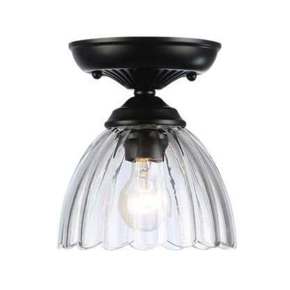 Golden Lighting Audra 1-light 7in Semi-Flush Mount in Matte Black - - Golden Lighting
