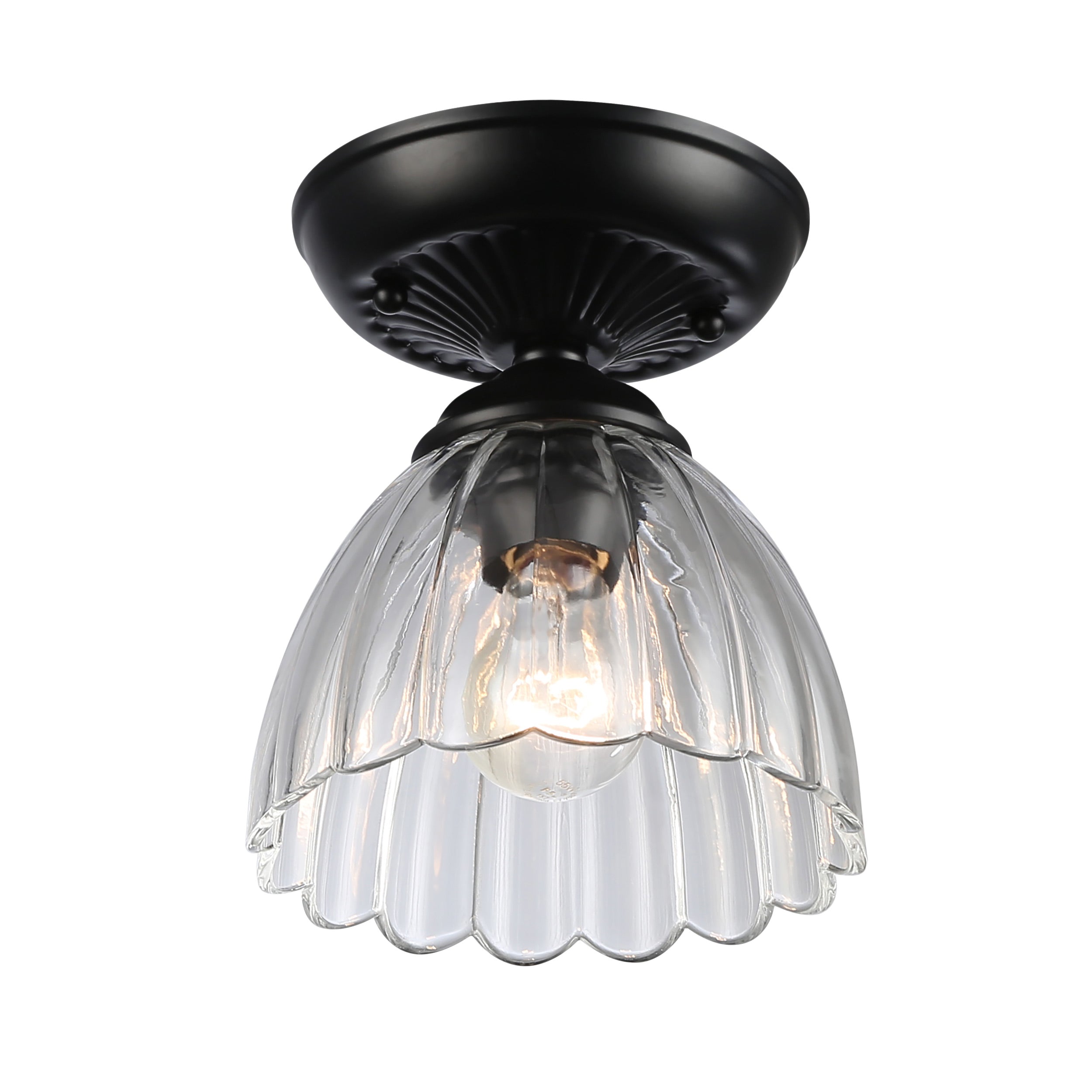 Golden Lighting Audra 1-light 7in Semi-Flush Mount in Matte Black