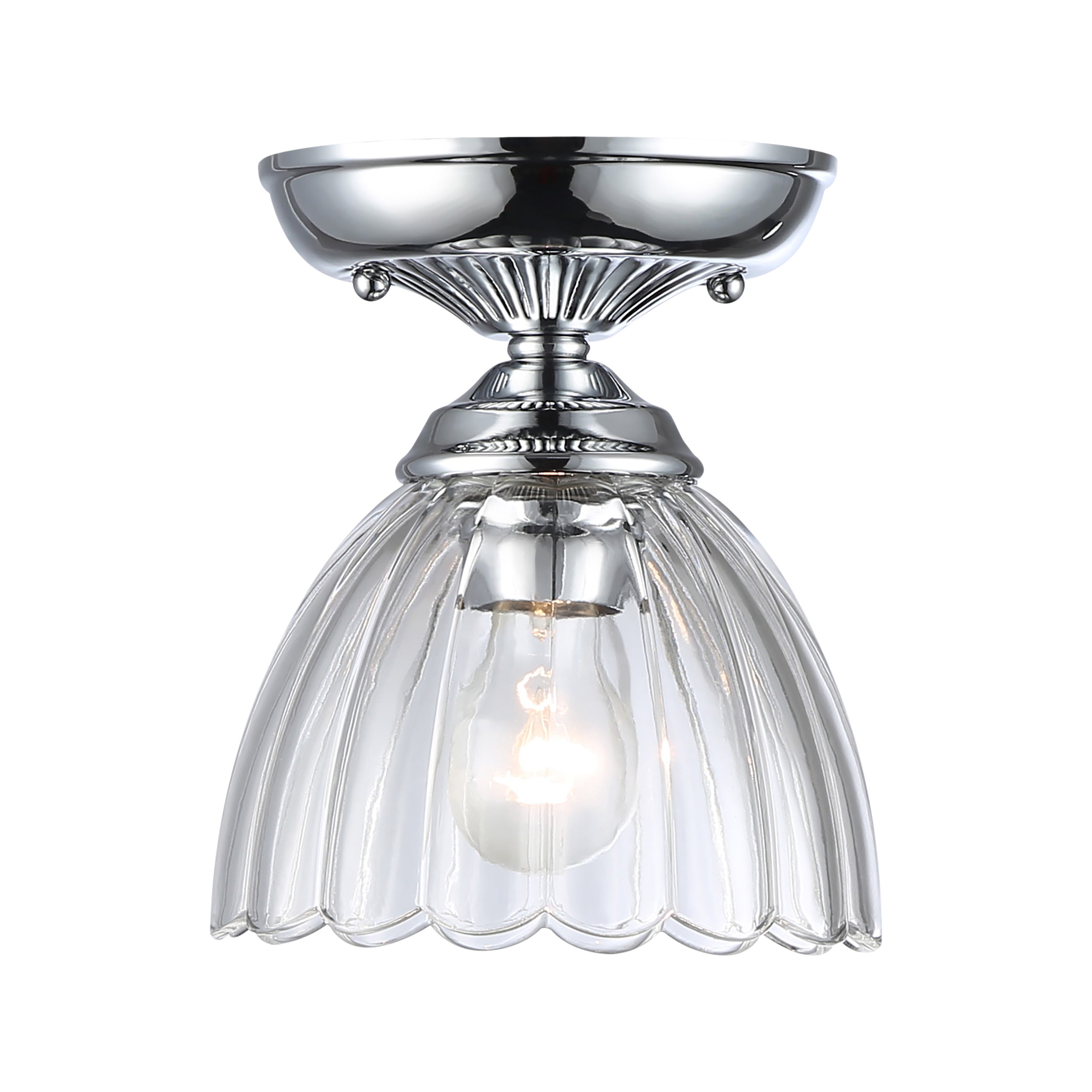 Audra 1-Light Semi-Flush in Chrome with Clear Glass - - Golden Lighting