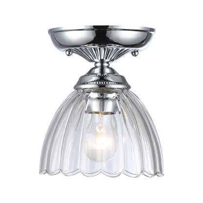 Audra 1-Light Semi-Flush in Chrome with Clear Glass - - Golden Lighting