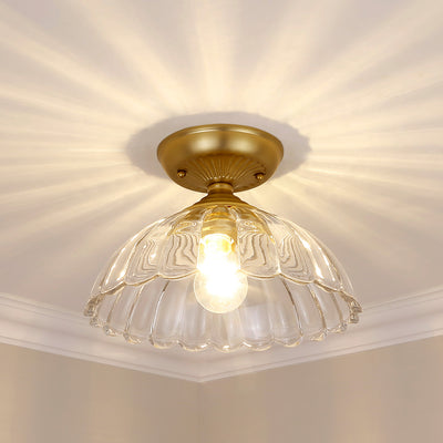 Golden Lighting Audra 1-light 12in Semi-Flush Mount in Brushed Champagne Brass - - Golden Lighting