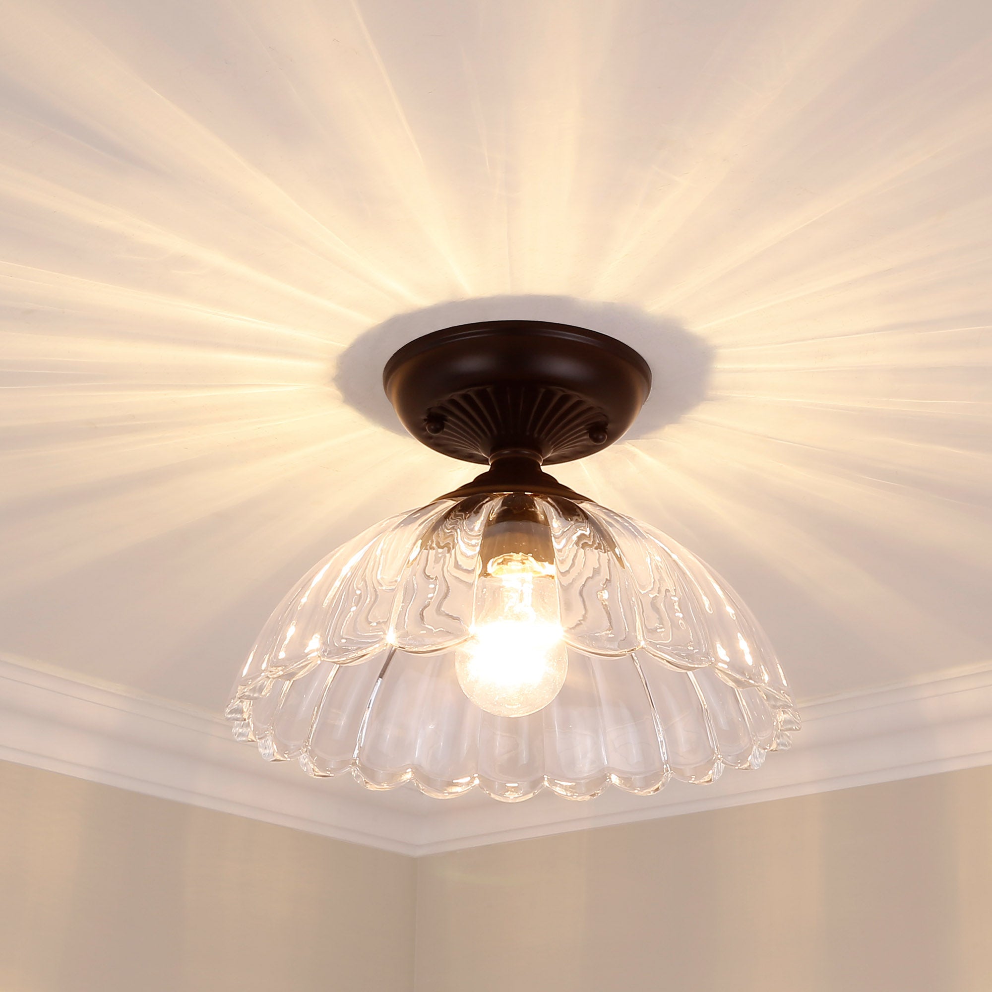 Golden Lighting Audra 1-light 12in Semi-Flush Mount in Matte Black - - Golden Lighting