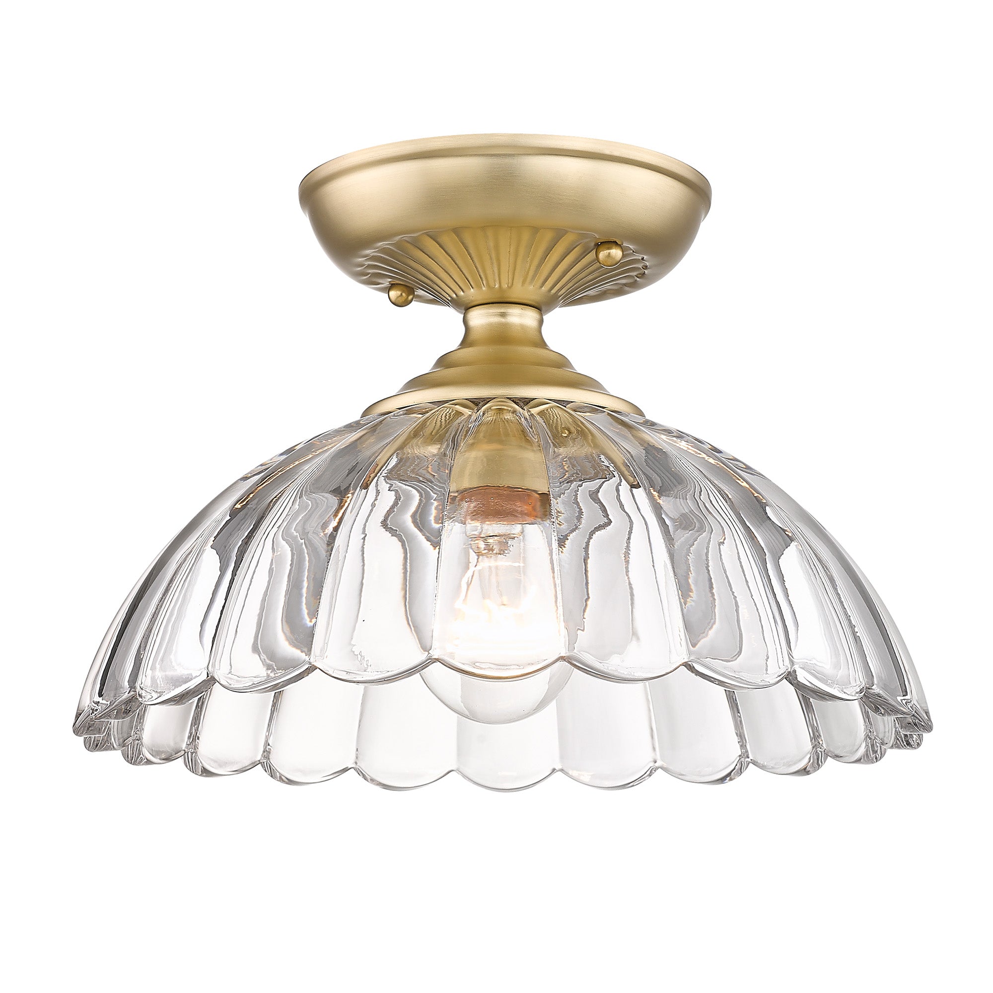 Audra BCB Semi-Flush in Brushed Champagne Bronze with Clear Glass Shade - - Golden Lighting