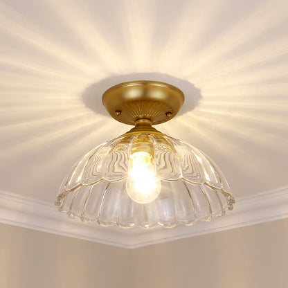 Audra BCB Semi-Flush in Brushed Champagne Bronze with Clear Glass Shade - Default Title - Golden Lighting