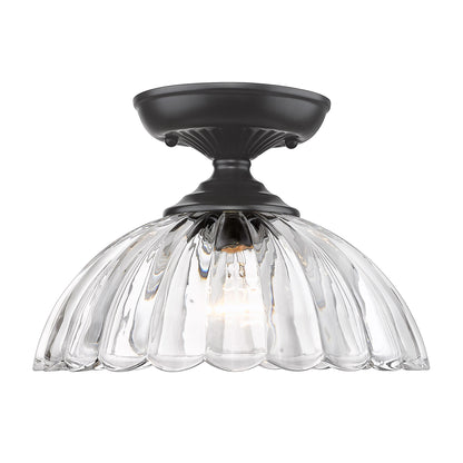 Audra Semi-Flush in Matte Black with Clear Glass Shade - Default Title - Golden Lighting