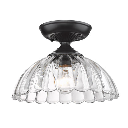Audra Semi-Flush in Matte Black with Clear Glass Shade - - Golden Lighting