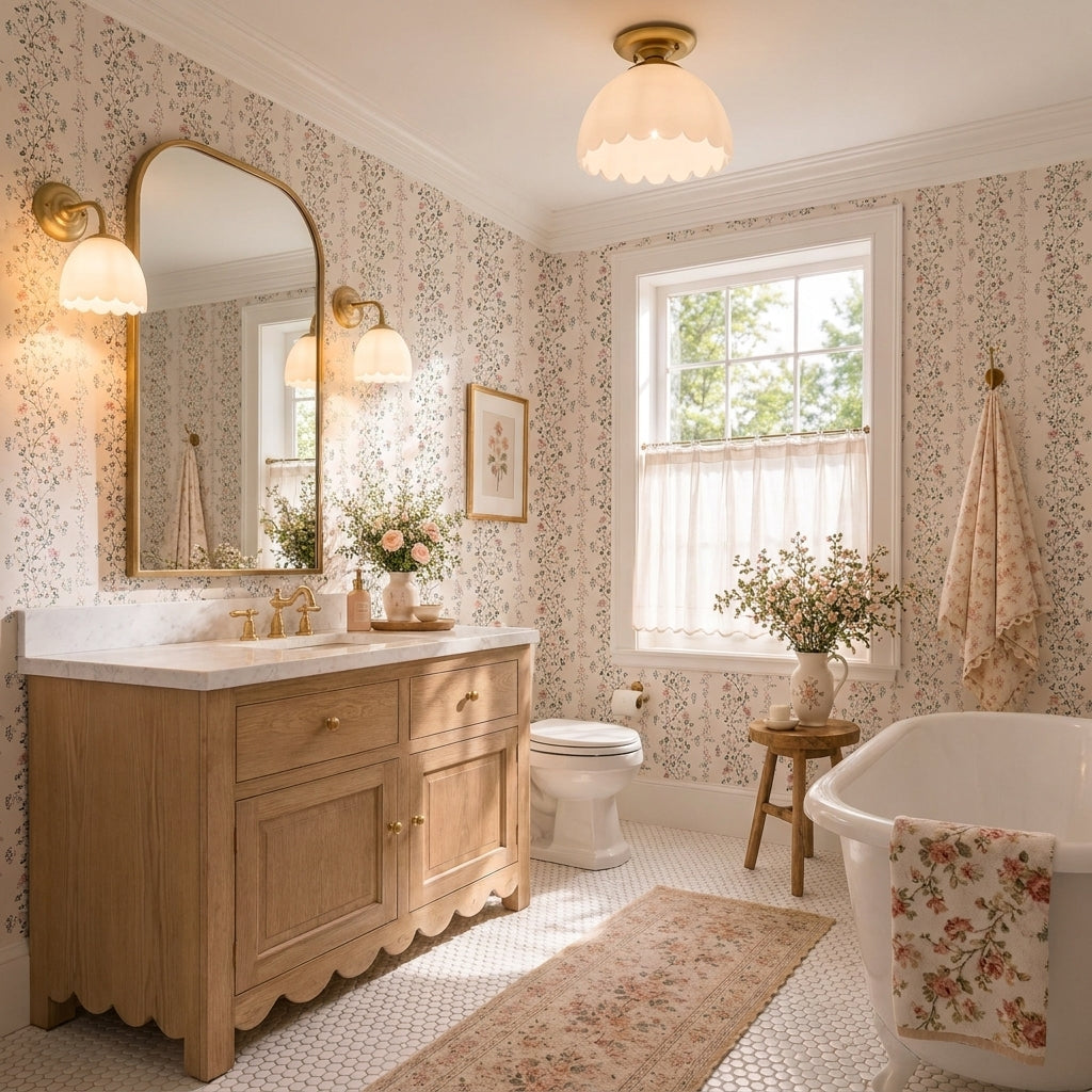 Dorinda Semi-Flush in Brushed Champagne Bronze with Opal Glass Shade