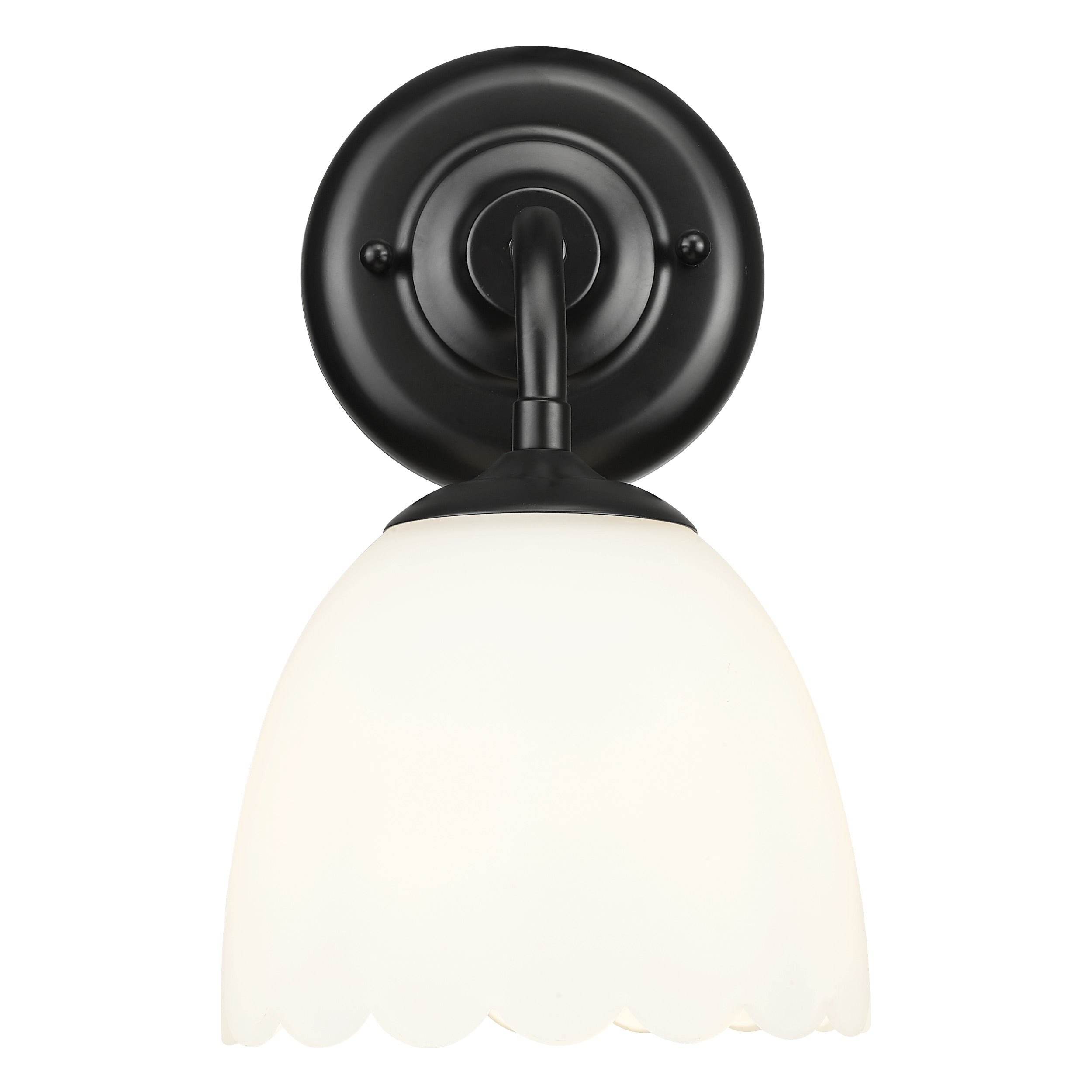 Dorinda 1-Light Wall Sconce in Matte Black with Opal Glass - Default Title - Golden Lighting