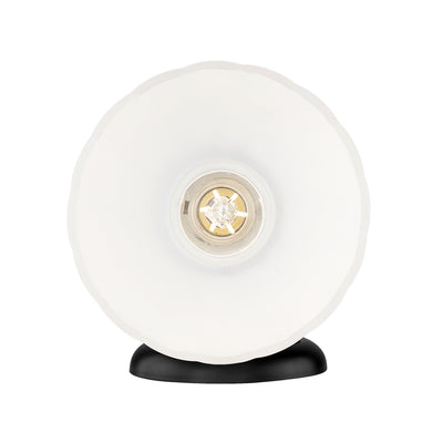 Dorinda 1-Light Wall Sconce in Matte Black with Opal Glass, detail close-up - Golden Lighting