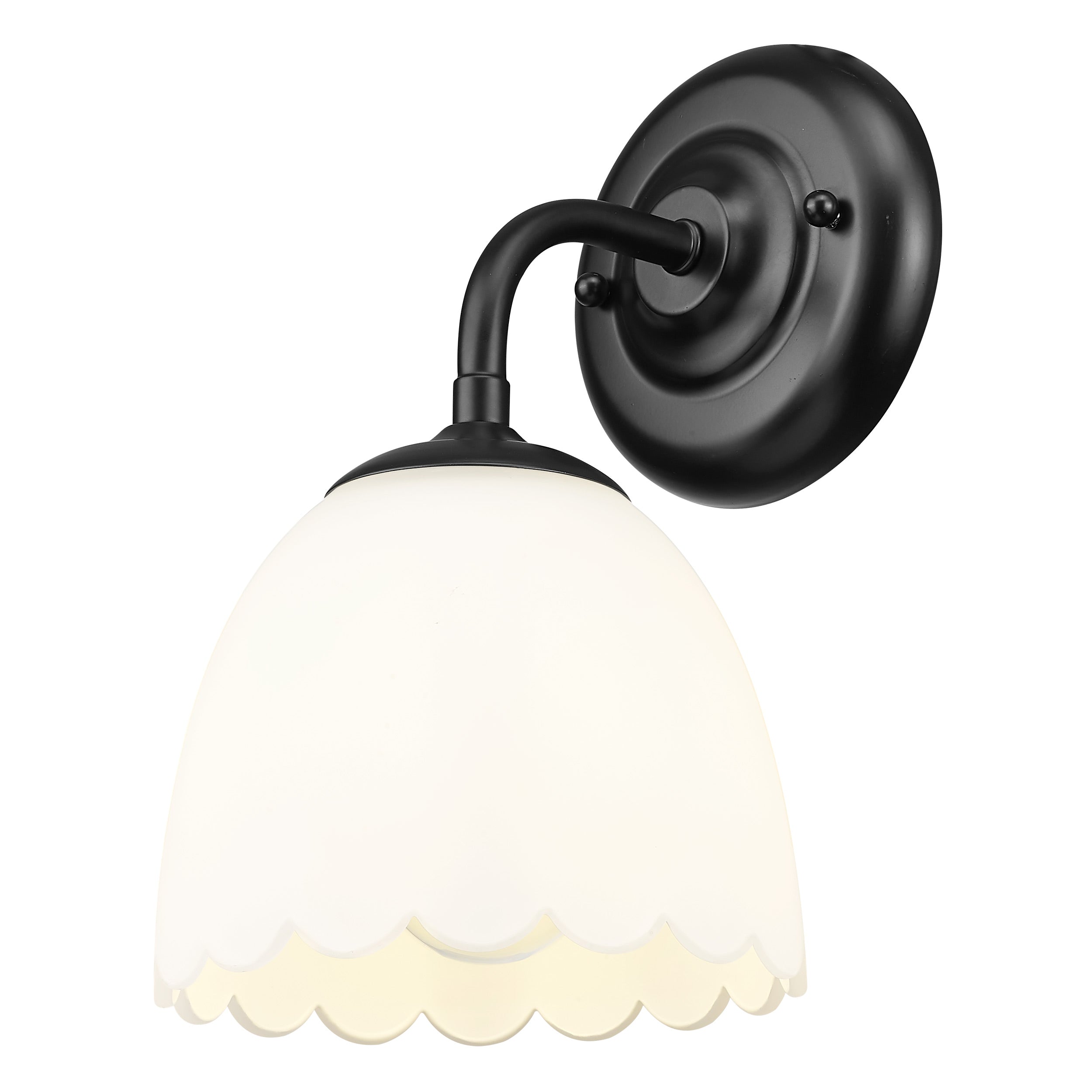 Dorinda 1-Light Wall Sconce in Matte Black with Opal Glass - - Golden Lighting