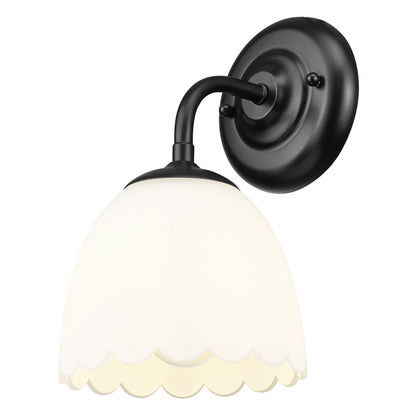 Dorinda 1-Light Wall Sconce in Matte Black with Opal Glass - - Golden Lighting