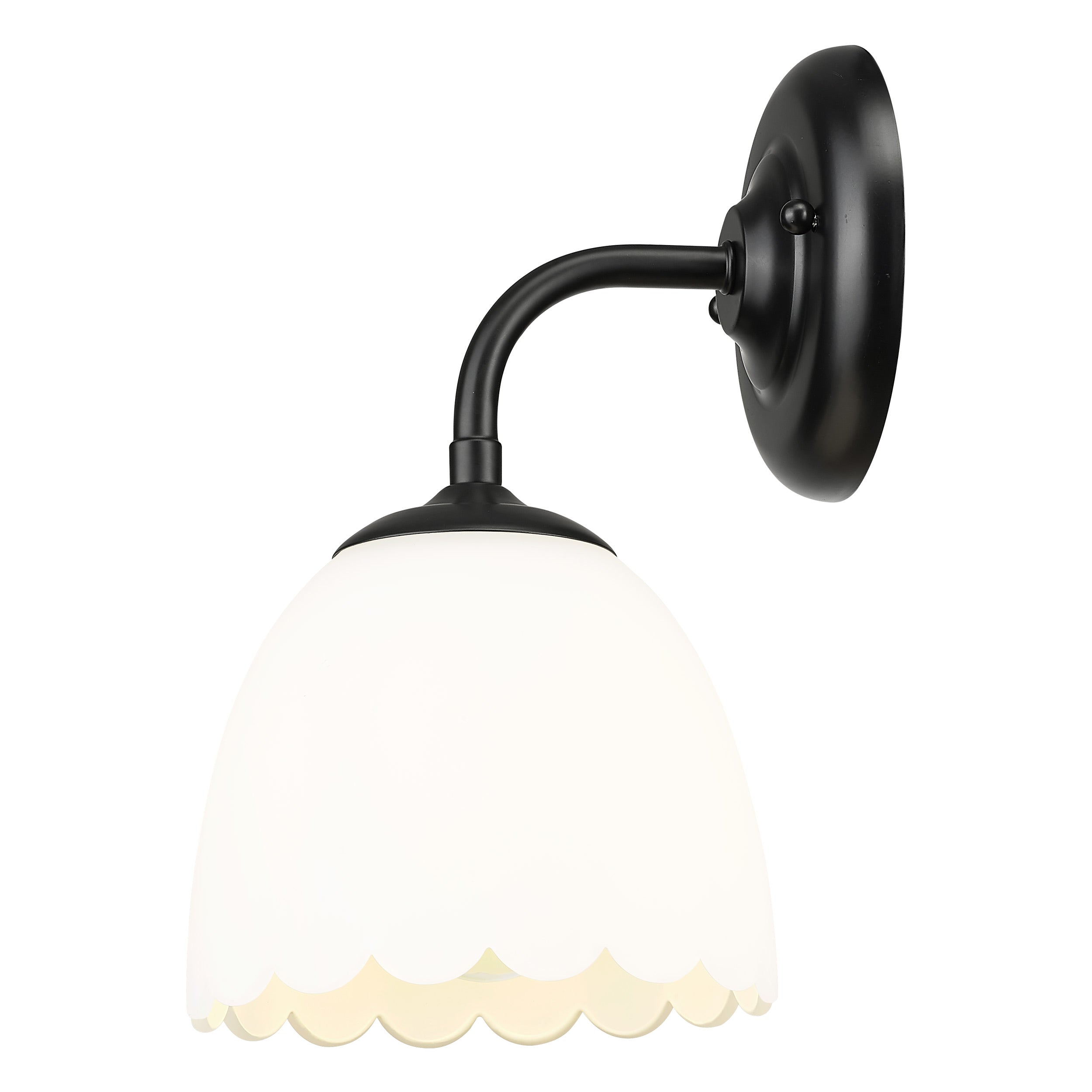 Dorinda 1-Light Wall Sconce in Matte Black with Opal Glass - - Golden Lighting