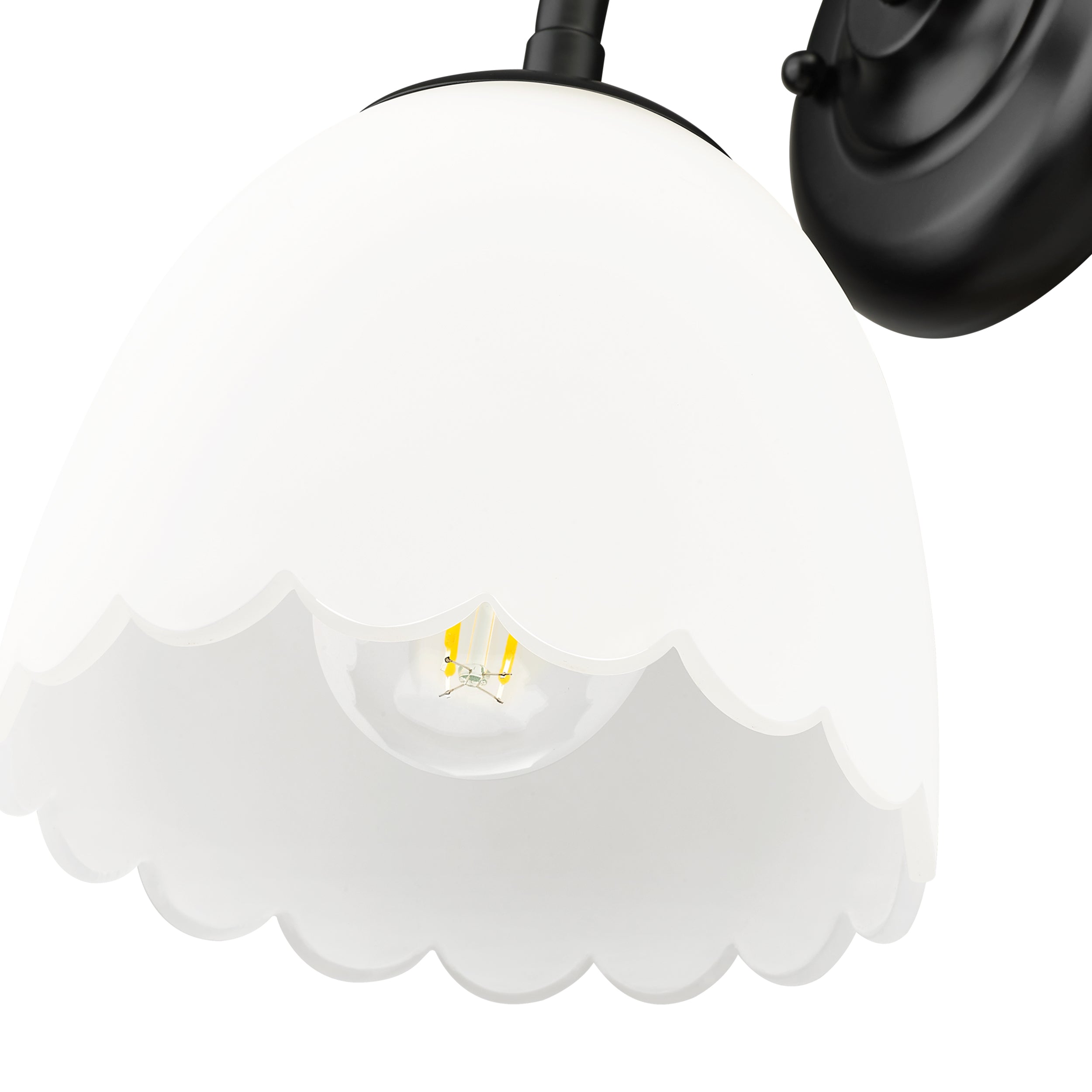 Dorinda 1-Light Wall Sconce in Matte Black with Opal Glass - - Golden Lighting