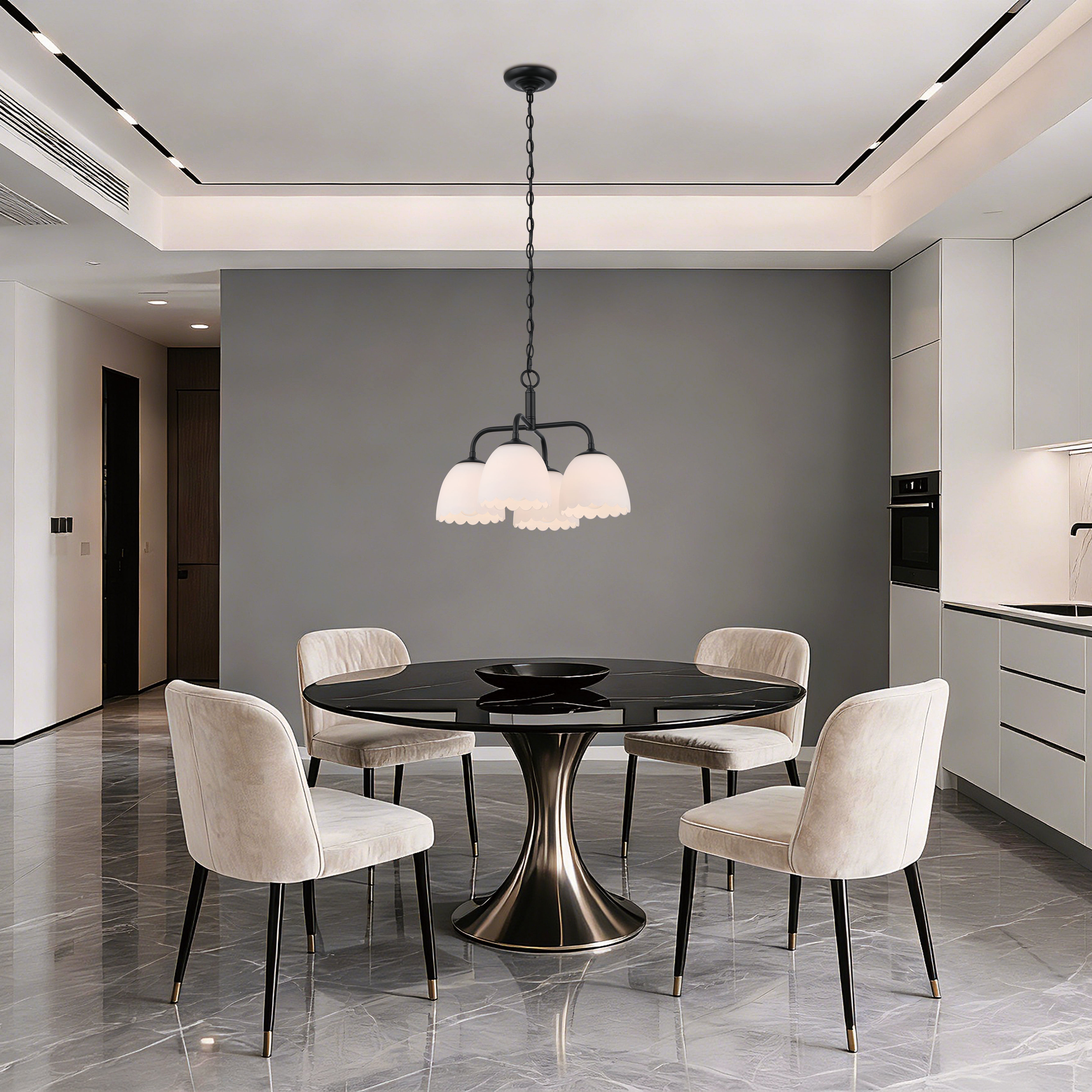 Golden Lighting Dorinda 4-light Pendant in Matte Black
