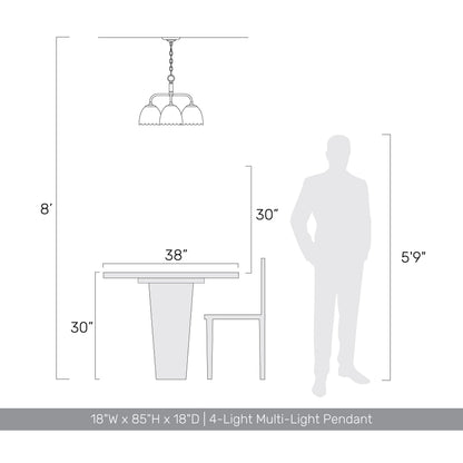 Golden Lighting Dorinda 4-light Pendant in Brushed Champagne Brass - - Golden Lighting