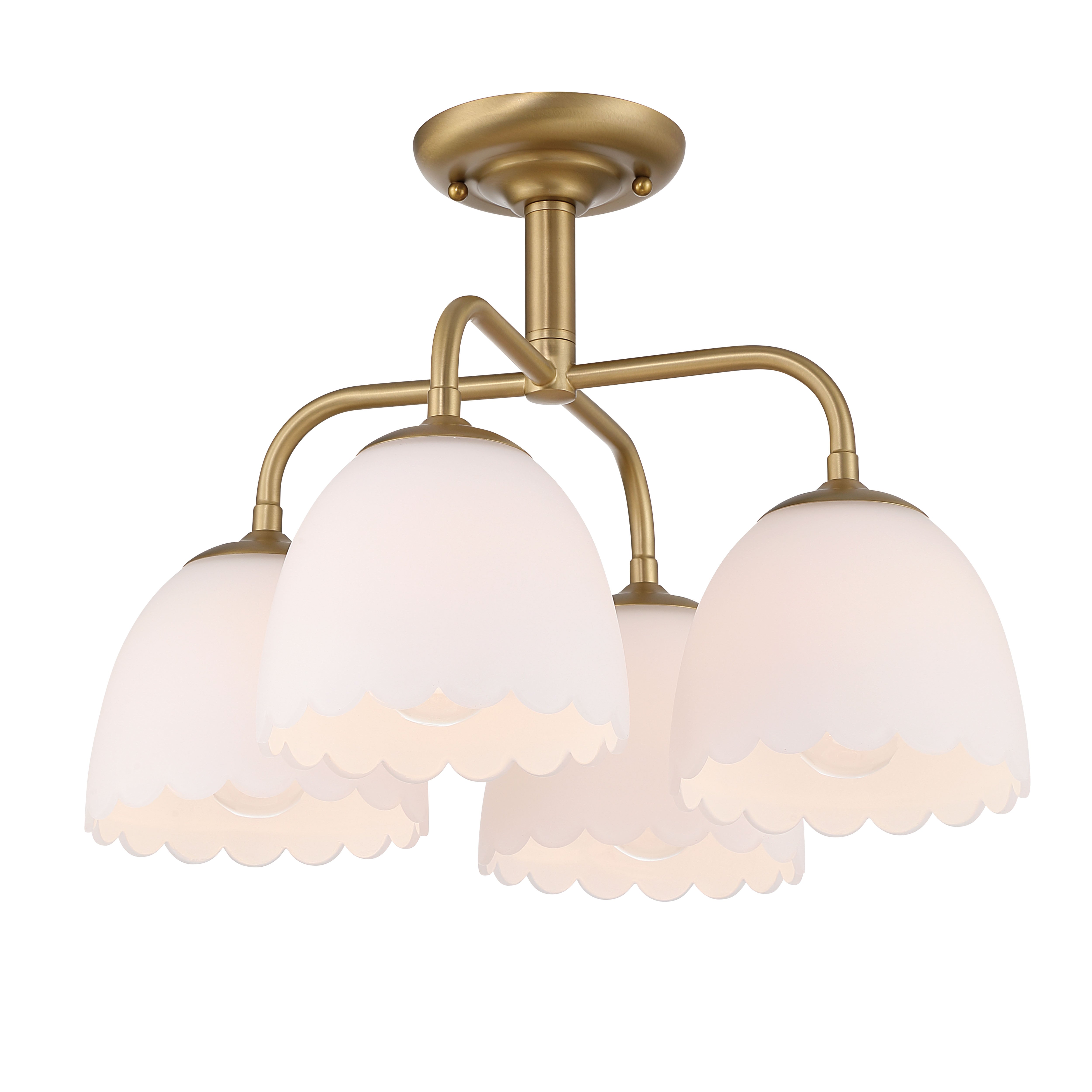 Golden Lighting Dorinda 4-light Semi-Flush Mount in Brushed Champagne Brass - - Golden Lighting
