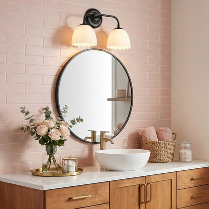 Dorinda 2-Light Vanity Light in Matte Black with Opal Glass - - Golden Lighting