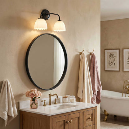 Dorinda 2-Light Vanity Light in Matte Black with Opal Glass - - Golden Lighting
