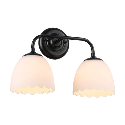 Dorinda 2-Light Vanity Light in Matte Black with Opal Glass - - Golden Lighting