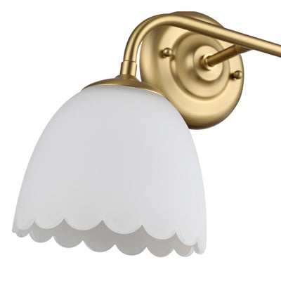 Dorinda 2-Light Vanity Light in Brushed Champagne Bronze with Opal Glass, shade and glass close-up - Golden Lighting