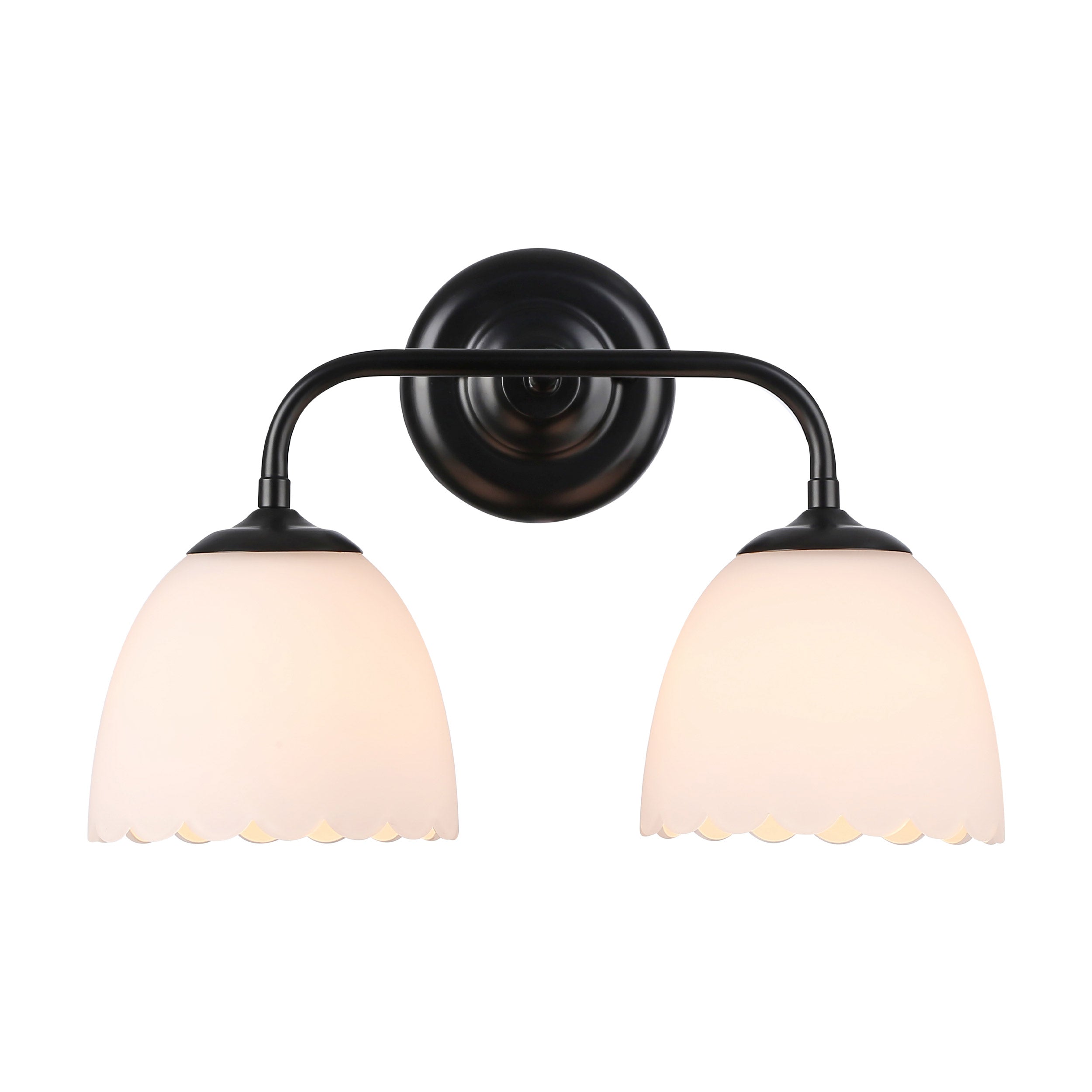 Dorinda 2-Light Vanity Light in Matte Black with Opal Glass - - Golden Lighting