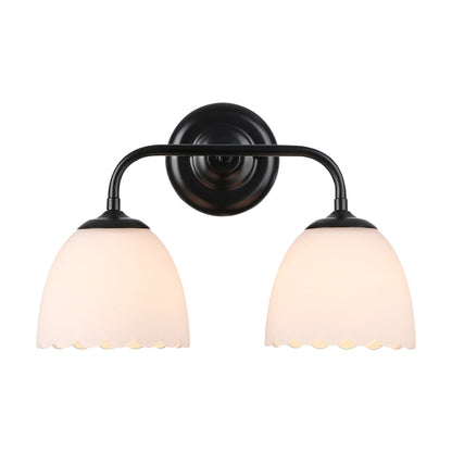 Dorinda 2-Light Vanity Light in Matte Black with Opal Glass - - Golden Lighting